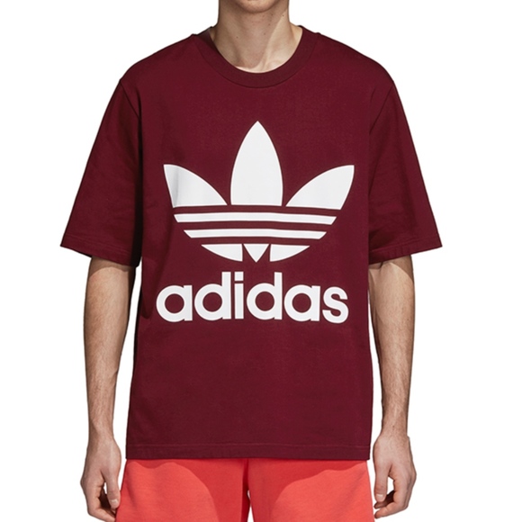 maroon adidas tee